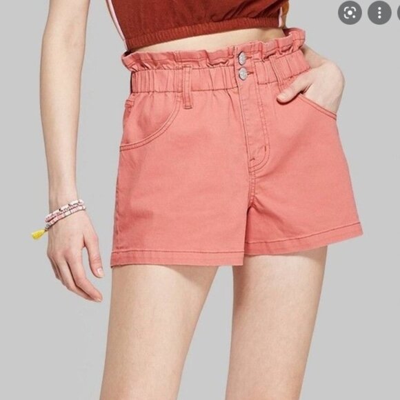 Wild Fable Pink Paper Bag‎ Short with Elastic High Waisted Size: M - Picture 1 of 8